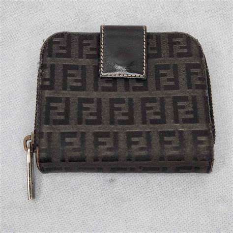 fendi leather long zip around wallet|Fendi zucchino wallet.